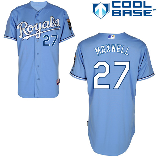 Justin Maxwell #27 MLB Jersey-Kansas City Royals Men's Authentic Alternate 1 Blue Cool Base Baseball Jersey